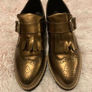 Bronze Oxford platform shoes